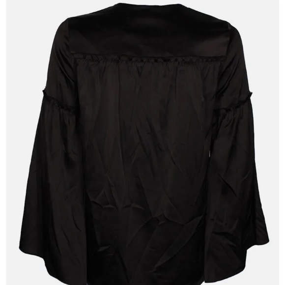 Catherine Malandrino Black Silk Bell Sleeve Peasant Blouse Size Small - Picture 5 of 6